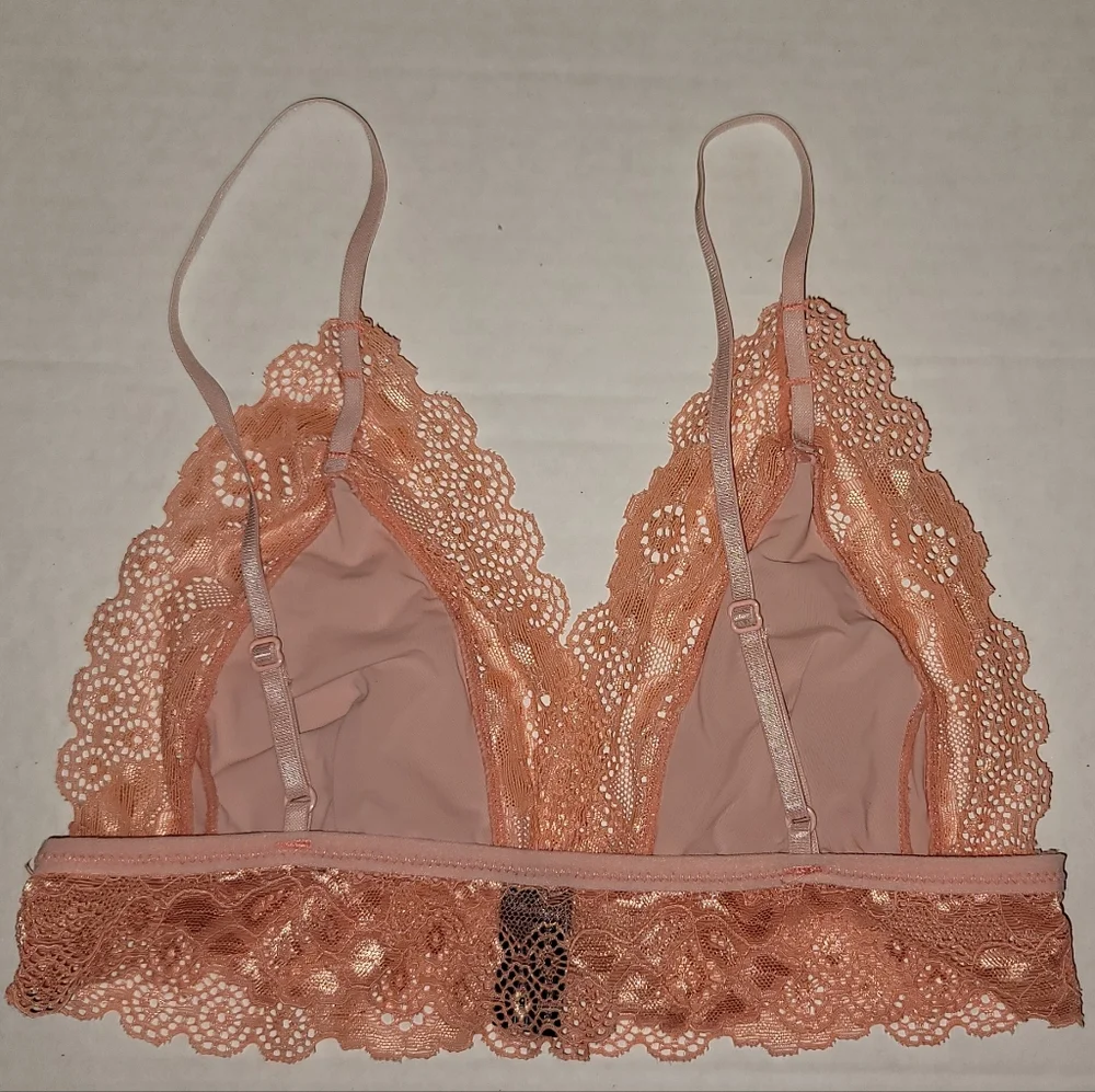 Lace Bralette peach coral  bra adjustable straps Comfy